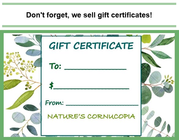We sell gift certificates, this is an image of one of them.